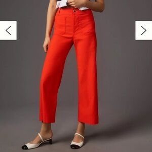 Anthropologie Colette cropped wide leg pants, red, size 34